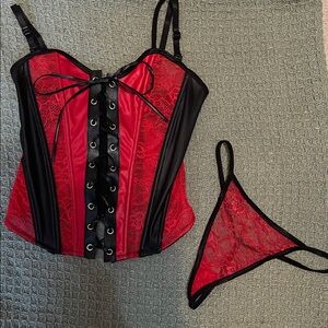 ⚡️2/$30 Lace-Up Red and Black Corset Set
